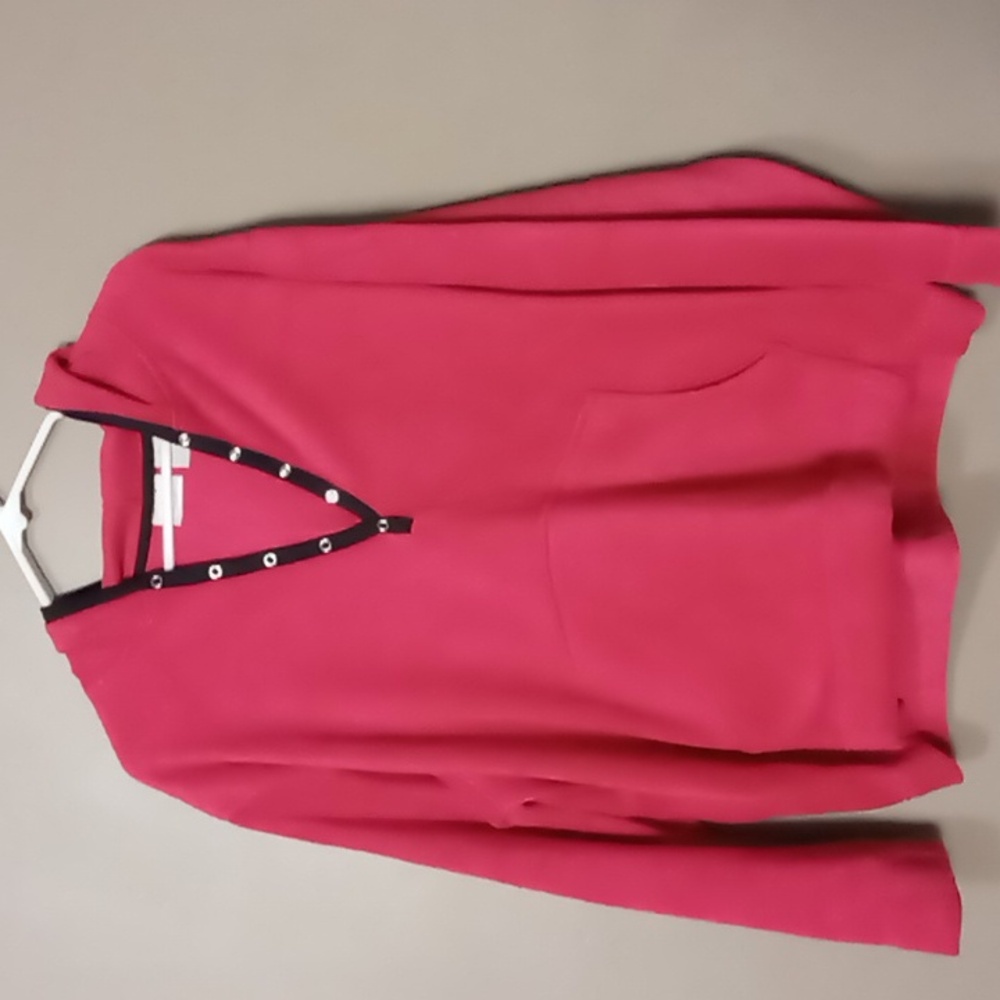 Erika Magenta Fleece w Black Trim Hoodie w Kangaroo Pocket 2X